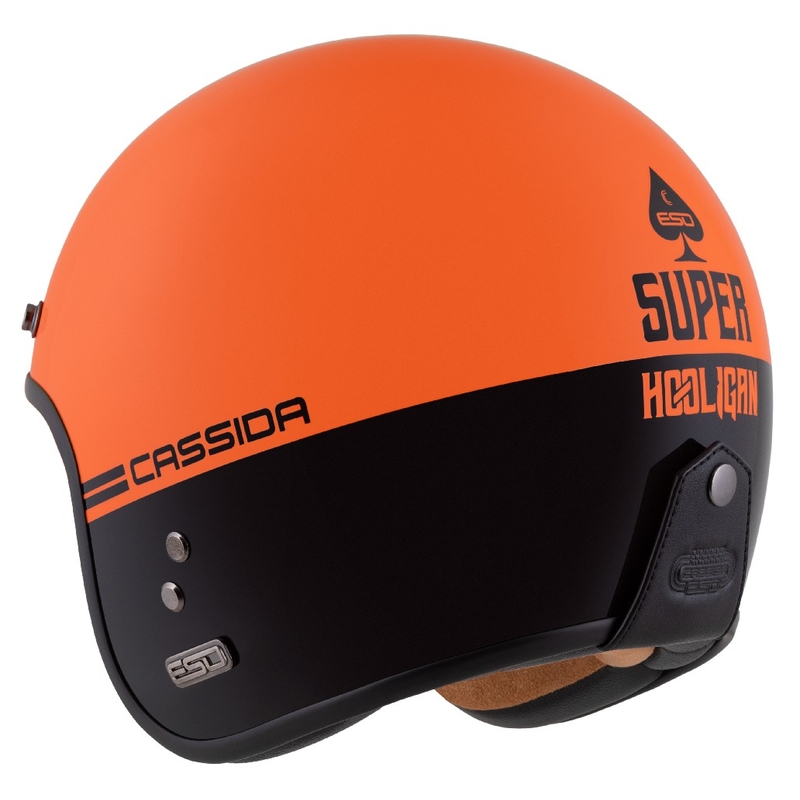 Offener Motorradhelm Cassida Eso Super Hooligan Schwarz-Orange Perle