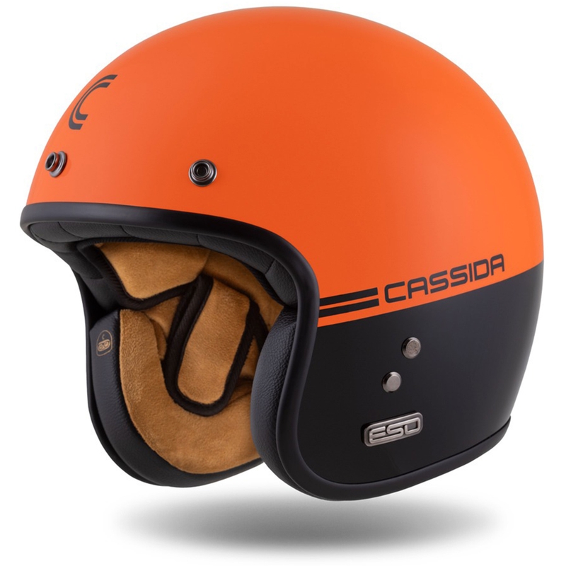 Offener Motorradhelm Cassida Eso Super Hooligan Schwarz-Orange Perle