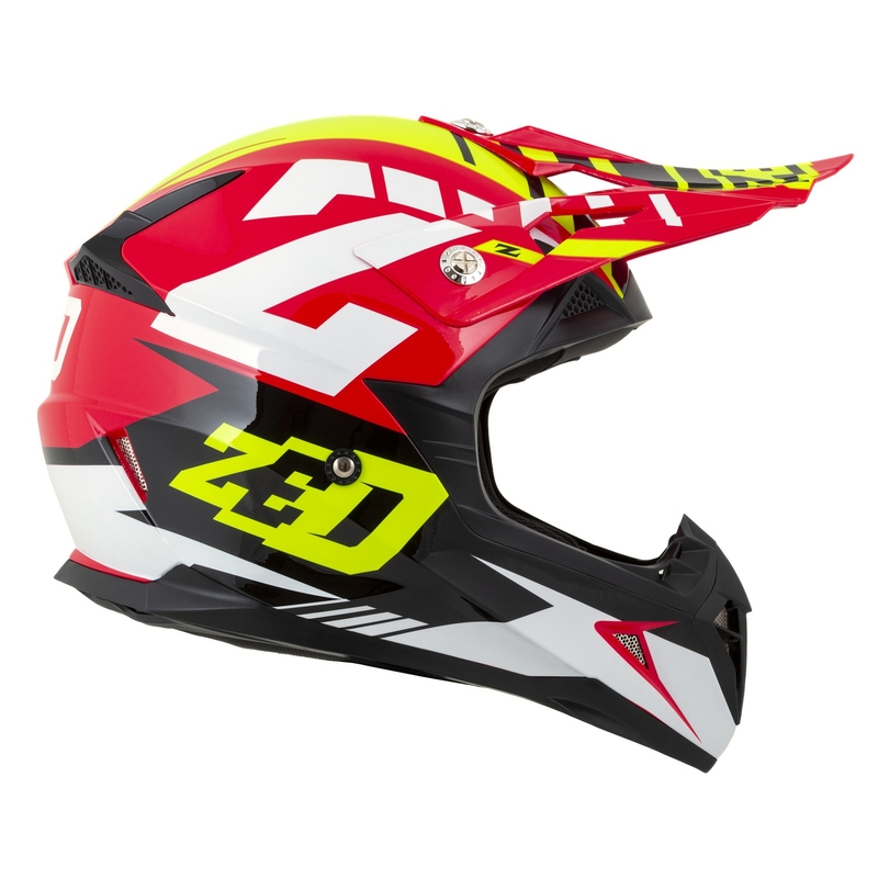 Motorrad-Motocross-Helm ZED X1.9 Targa Rot-Fluo Gelb-Schwarz-Weiß
