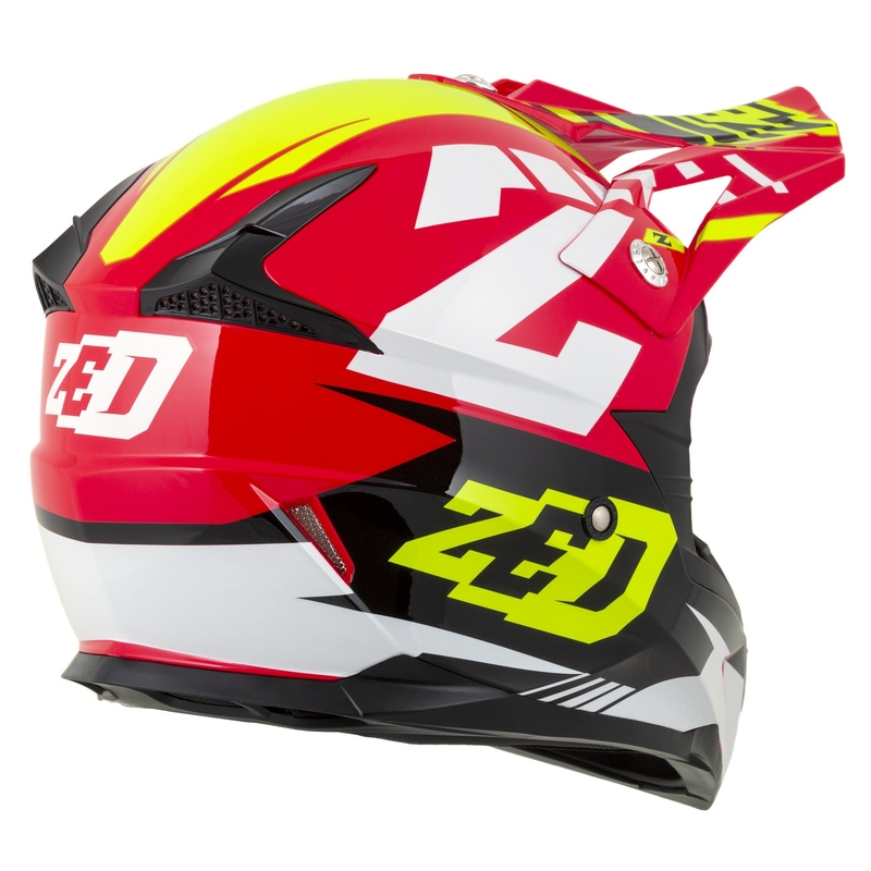 Motorrad-Motocross-Helm ZED X1.9 Targa Rot-Fluo Gelb-Schwarz-Weiß