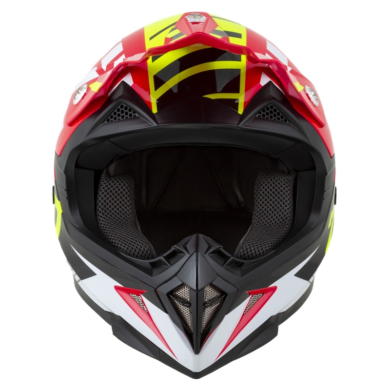 ZED X1.9D Targa Kinder Motocross Motorradhelm Rot-Fluo Gelb-Schwarz-Weiß