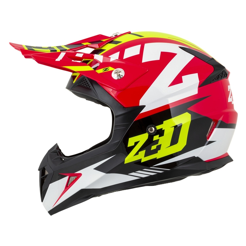 ZED X1.9D Targa Kinder Motocross Motorradhelm Rot-Fluo Gelb-Schwarz-Weiß