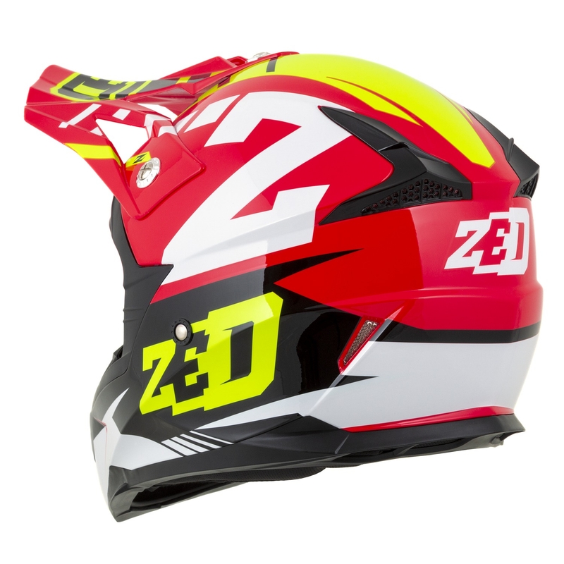 ZED X1.9D Targa Kinder Motocross Motorradhelm Rot-Fluo Gelb-Schwarz-Weiß