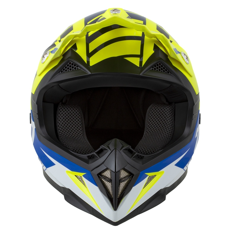 ZED X1.9D Targa Fluo Gelb-Blau-Schwarz-Weiß Kinder-Motocross-Motorradhelm