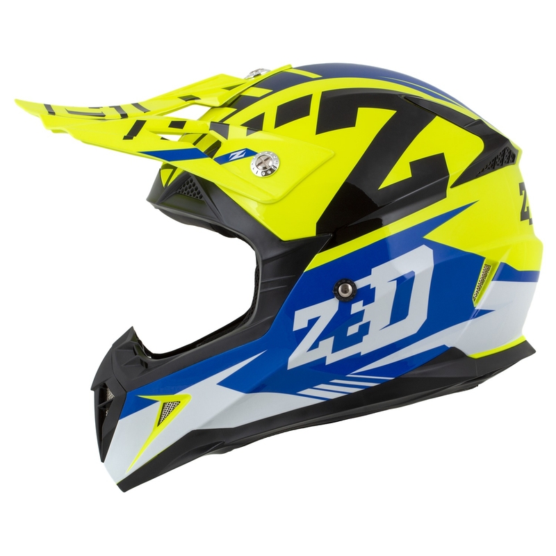 ZED X1.9D Targa Fluo Gelb-Blau-Schwarz-Weiß Kinder-Motocross-Motorradhelm
