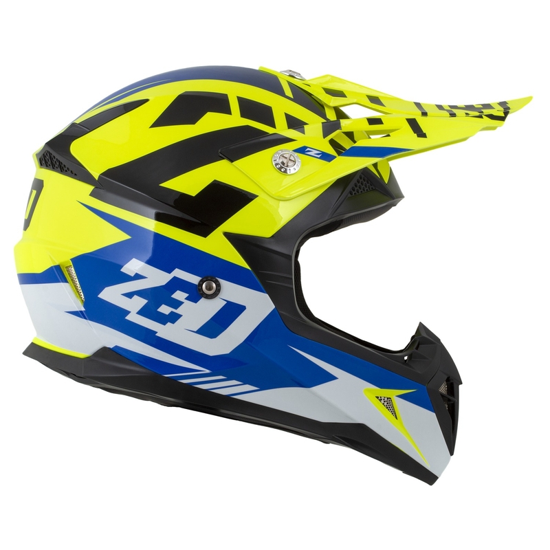 ZED X1.9D Targa Fluo Gelb-Blau-Schwarz-Weiß Kinder-Motocross-Motorradhelm