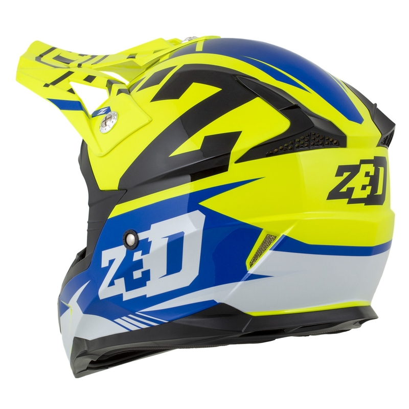 ZED X1.9D Targa Fluo Gelb-Blau-Schwarz-Weiß Kinder-Motocross-Motorradhelm