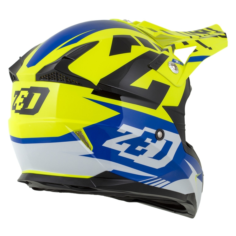 ZED X1.9D Targa Fluo Gelb-Blau-Schwarz-Weiß Kinder-Motocross-Motorradhelm