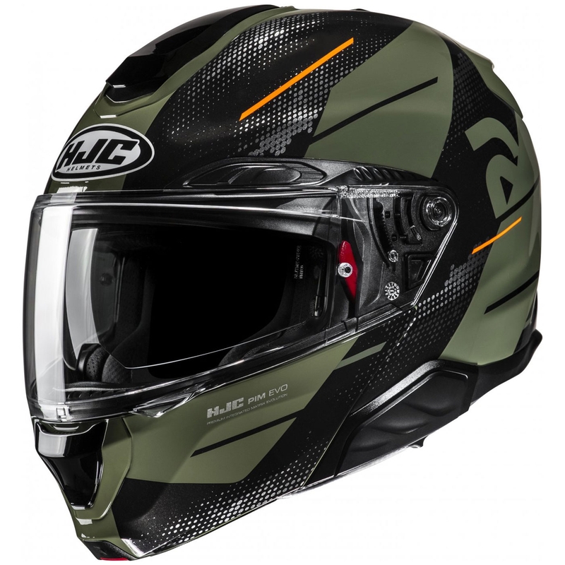 Klappbarer Motorradhelm HJC RPHA 91 Blat MC7 Khakigrün-Schwarz