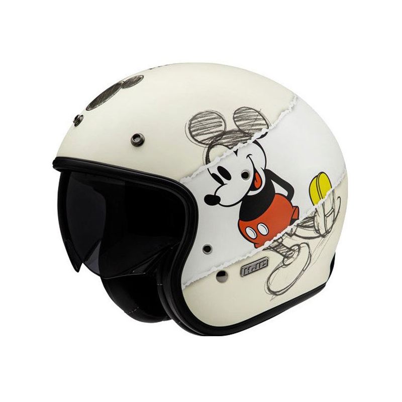 HJC V31 Disney Mickey Sketch MC1SF Offener Motorradhelm Weiß-Schwarz