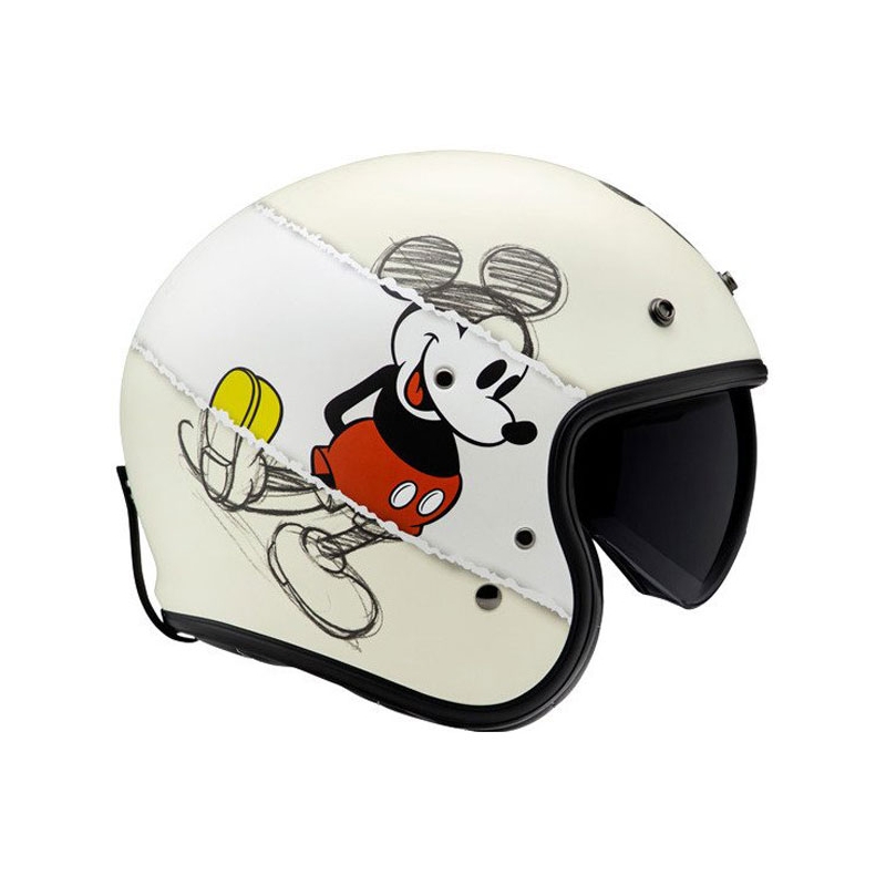 HJC V31 Disney Mickey Sketch MC1SF Offener Motorradhelm Weiß-Schwarz