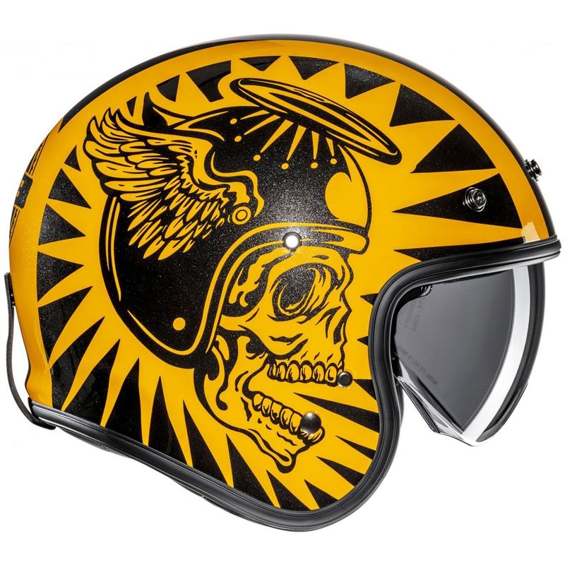 Offener Motorradhelm HJC V31 Flame MC3 gelb-schwarz