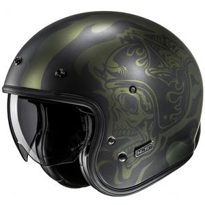 Offener Motorradhelm HJC V31 Flame MC4SF schwarz-grün