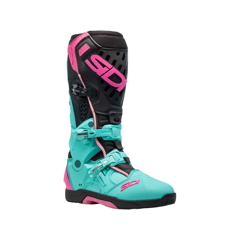 SiDi Crossair Motorradstiefel Mint-Schwarz-Rosa