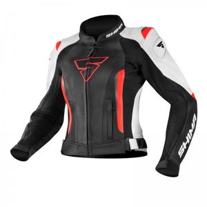Frauen Shima Miura Schwarz-Weiß-Fluo Rot Motorradjacke Ausverkauf