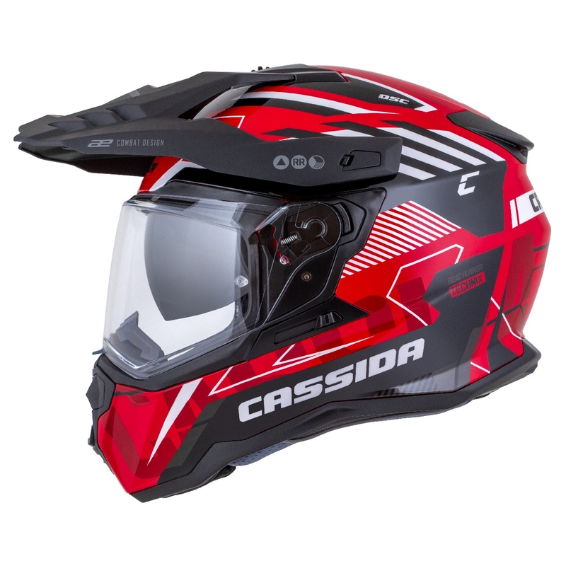 Enduro-Helm Cassida Road Runner TechniX rot-schwarz-weiß-grau