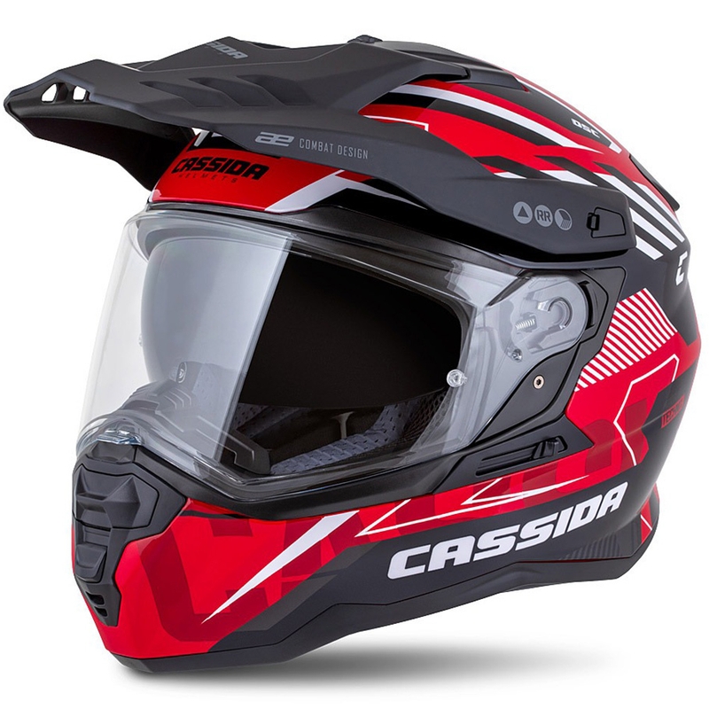 Enduro-Helm Cassida Road Runner TechniX rot-schwarz-weiß-grau