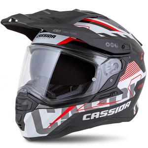 Endurohelm Cassida Road Runner TechniX weiß-schwarz-rot-grau