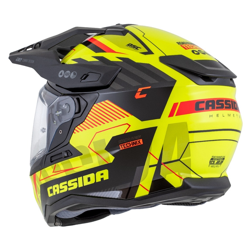 Enduro-Helm Cassida Road Runner TechniX fluo gelb-schwarz-orange-grau
