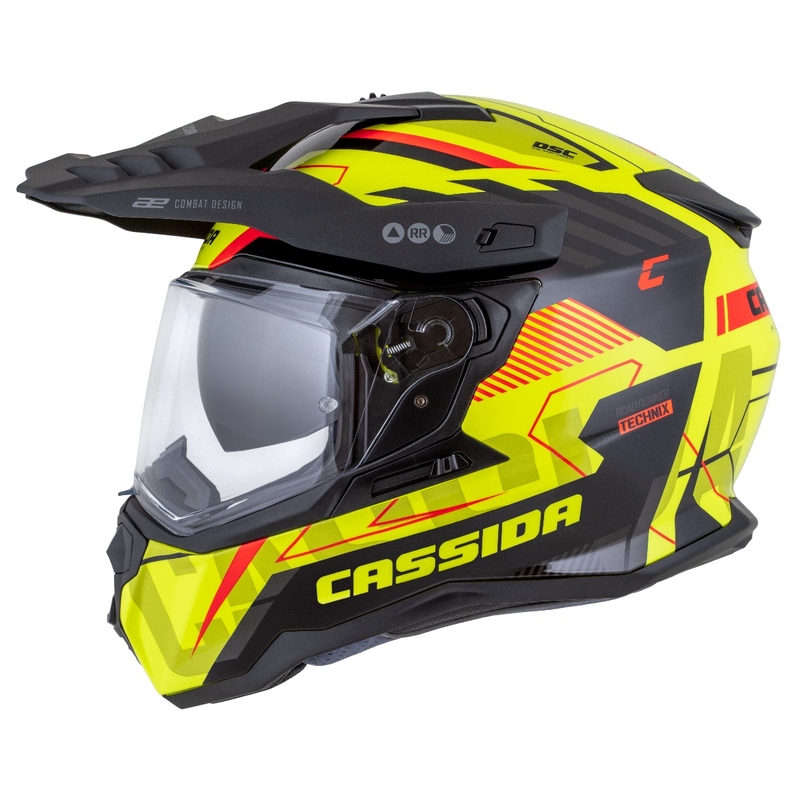 Enduro-Helm Cassida Road Runner TechniX fluo gelb-schwarz-orange-grau