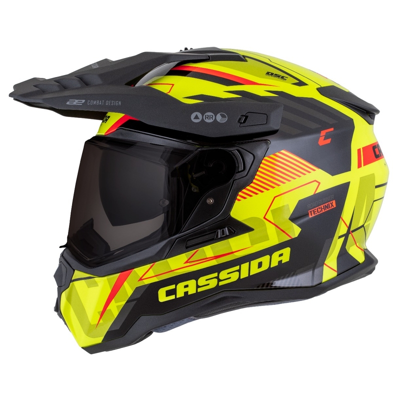 Enduro-Helm Cassida Road Runner TechniX fluo gelb-schwarz-orange-grau