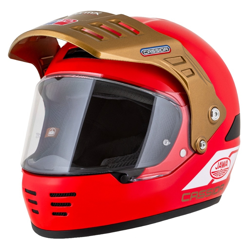 Enduro-Helm Cassida FormX Jawa RotaX rot-weiß-gold