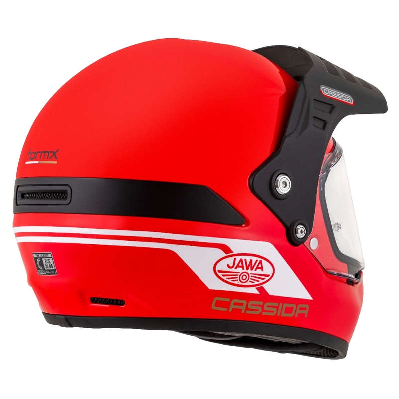 Enduro-Helm Cassida FormX Jawa RotaX rot-weiß-gold