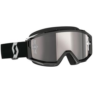 SCOTT Primal CH Motocross-Brille schwarz-weiß mit chromsilbernem Plexiglas