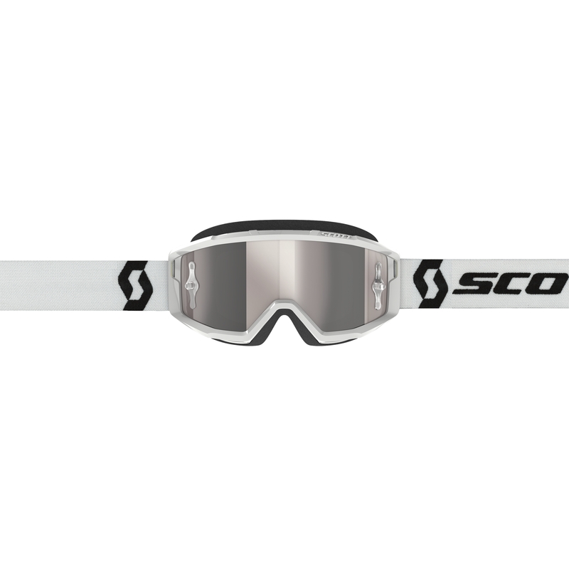 Motocross-Brille SCOTT Primal CH weiß mit chromsilbernem Plexiglas