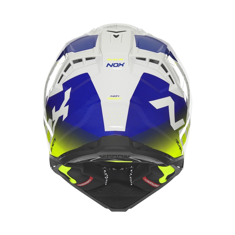 Motocross-Helm NOX N634 weiß-blau-fluogelb