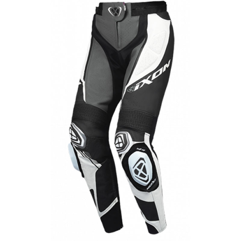 Damen-Leder-Motorradhose IXON Vortex 3 Schwarz-Anthrazit-Weiß