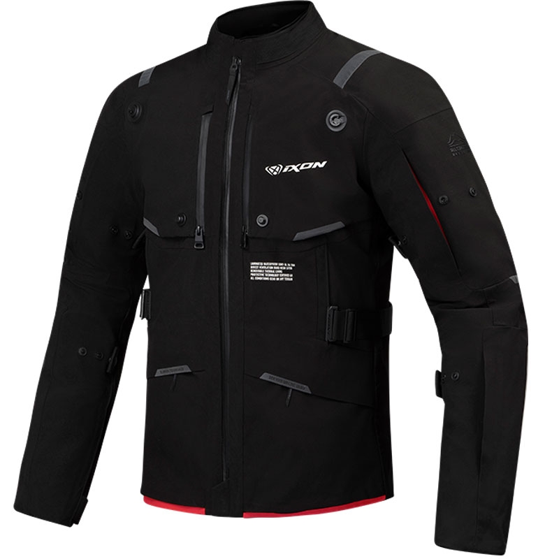 Motorradjacke IXON M-Skeid schwarz-fluo rot