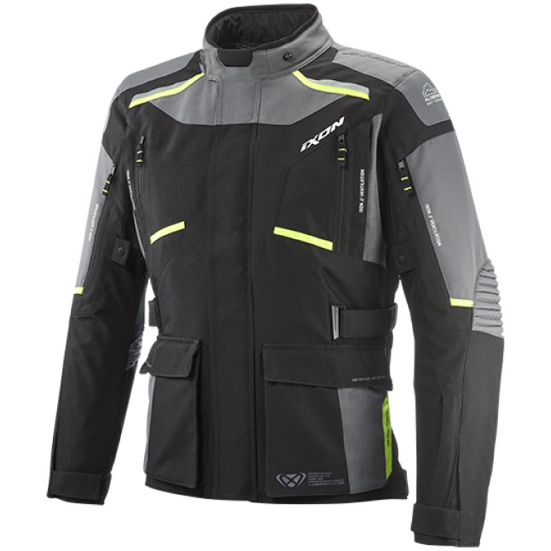 Motorradjacke IXON Midgard schwarz-grau-fluogelb