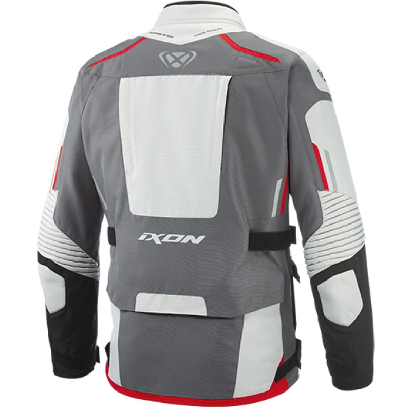 Motorradjacke IXON Midgard grau-schwarz-rot