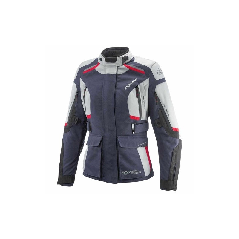 Damen-Motorradjacke IXON Midgard grau-blau-schwarz