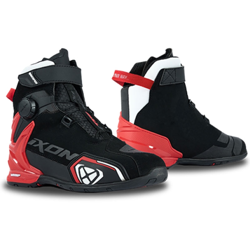 Motorradstiefel IXON Bull 2 WP schwarz-weiß-rot