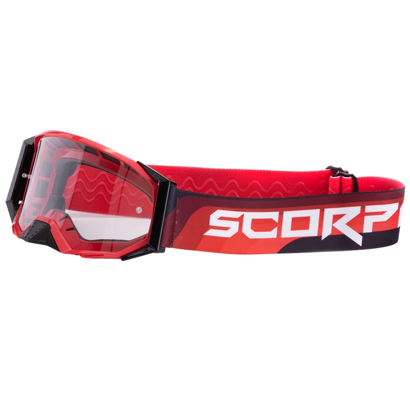 Scorpion E24 Motocrossbrille rot-schwarz mit klarem Plexiglas