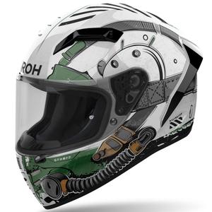 Airoh CONNOR Alligator Integralhelm Motorrad glänzend weiß-grün