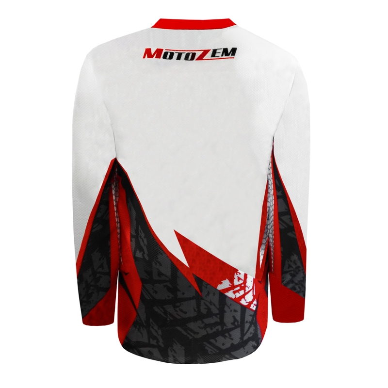 Motocross-Trikot MotoZem Ground MX weiß-schwarz-rot