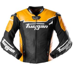 Furygan Signature 55 Leder-Motorradjacke schwarz-gelb