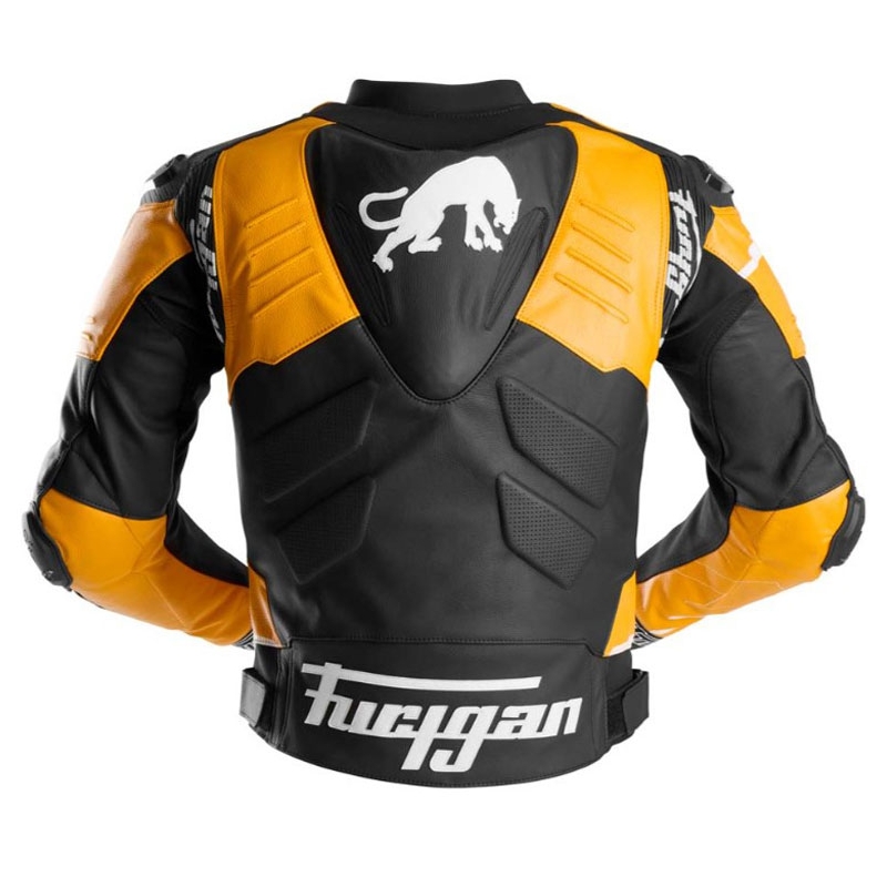 Furygan Signature 55 Leder-Motorradjacke schwarz-gelb
