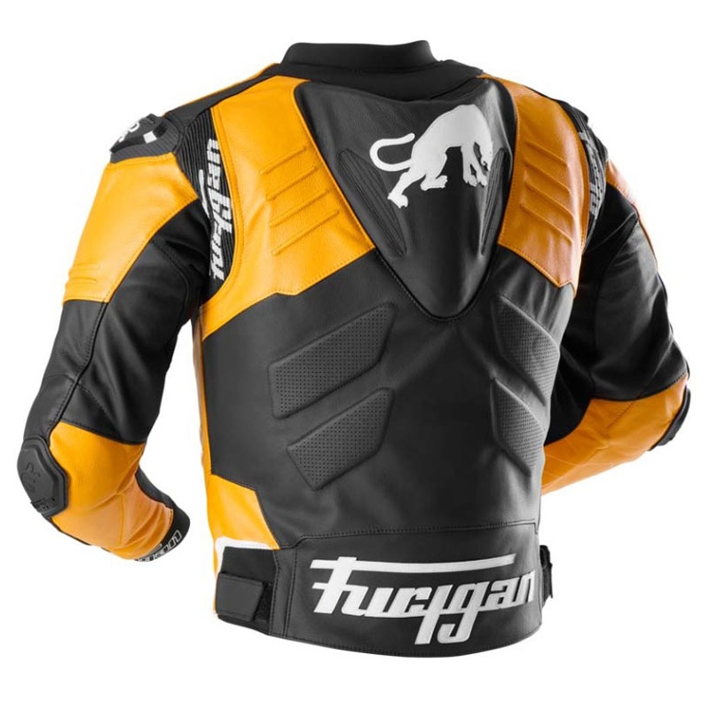 Furygan Signature 55 Leder-Motorradjacke schwarz-gelb