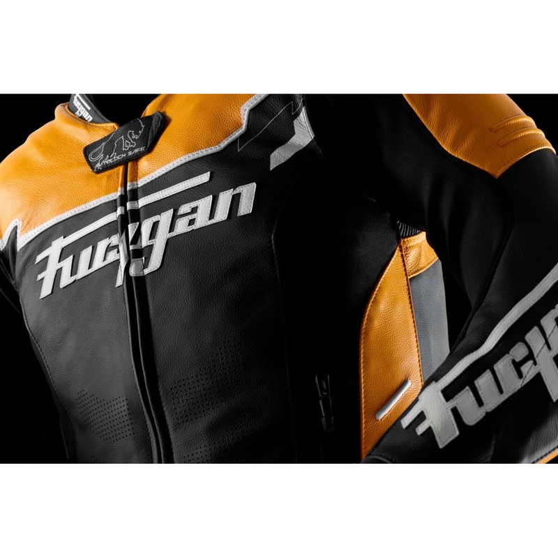 Furygan Signature 55 Leder-Motorradjacke schwarz-gelb