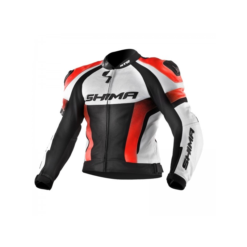 Shima STR schwarz-weiß-fluorrote Motorradjacke Ausverkauf