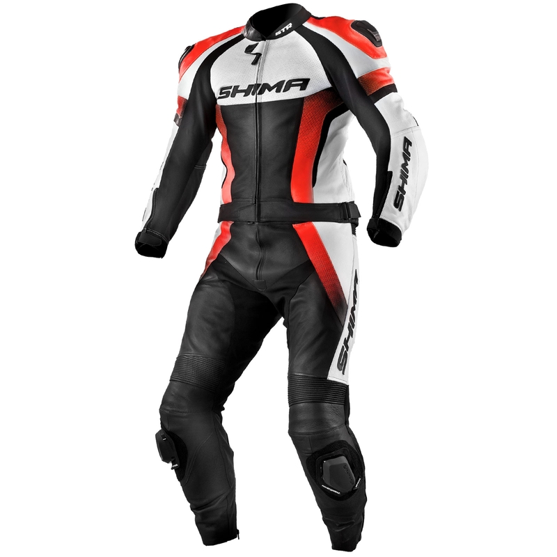 Shima STR schwarz-weiß-fluorroter Motorrad-Overall Ausverkauf