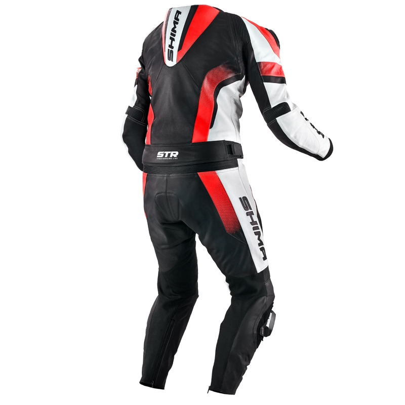 Shima STR schwarz-weiß-fluorroter Motorrad-Overall Ausverkauf
