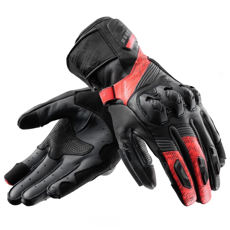Motorradhandschuhe Rebelhorn Viper schwarz-grau-fluo rot