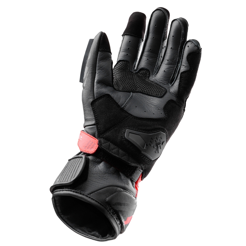Motorradhandschuhe Rebelhorn Viper schwarz-grau-fluo rot