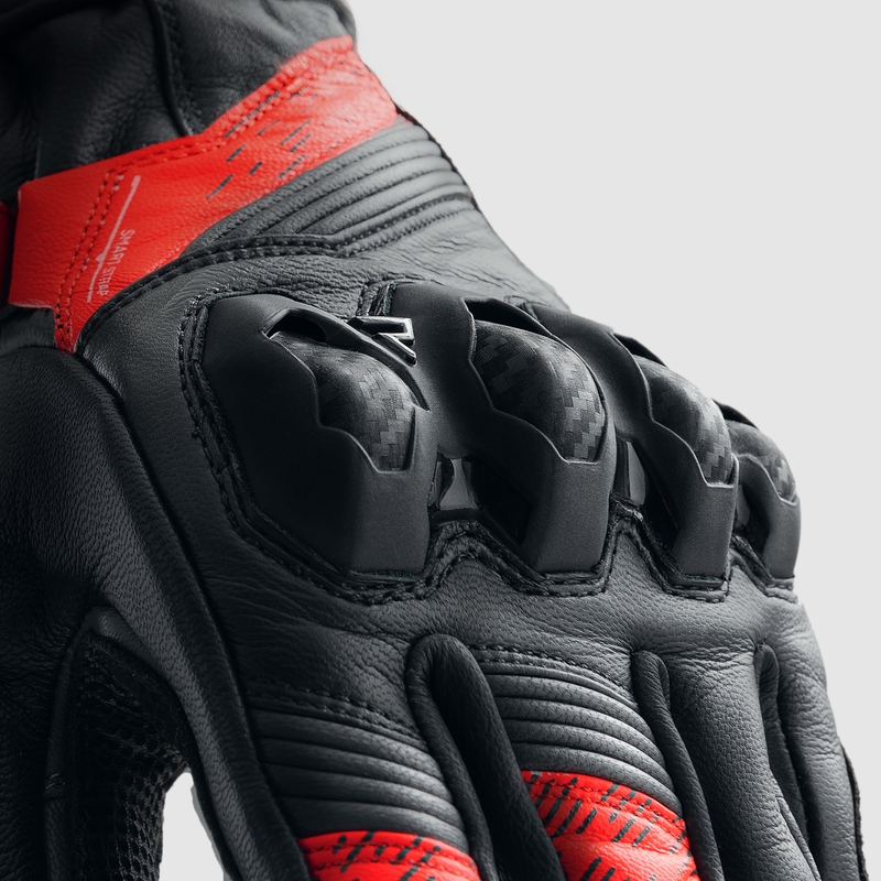 Motorradhandschuhe Rebelhorn Viper schwarz-grau-fluo rot