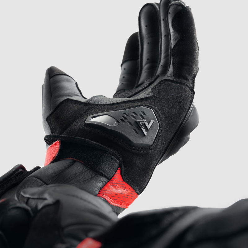 Motorradhandschuhe Rebelhorn Viper schwarz-grau-fluo rot